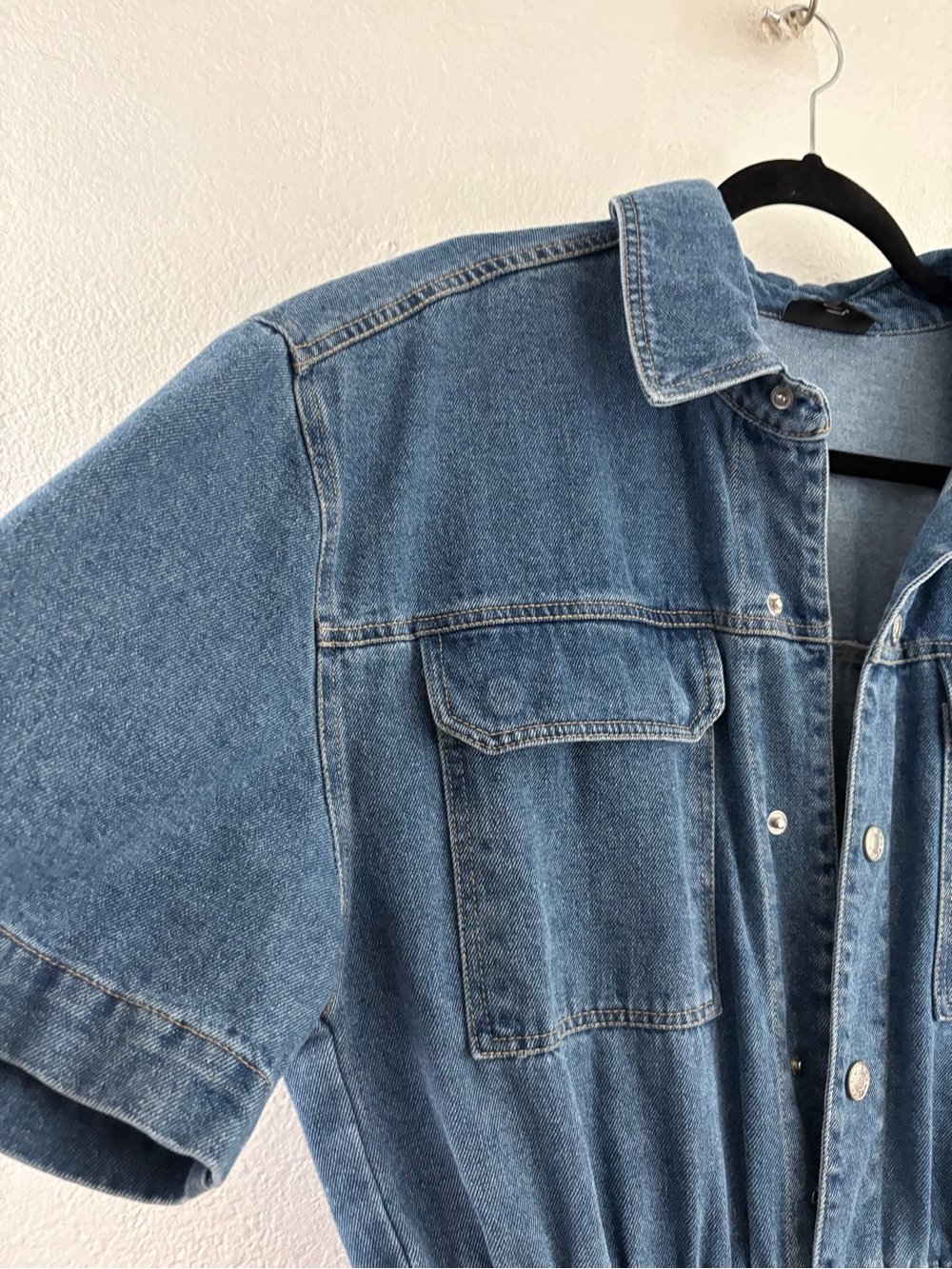 Vici Shelina Short Sleeve Denim flare leg Jumpsuit size XL - Picture 5 of 8